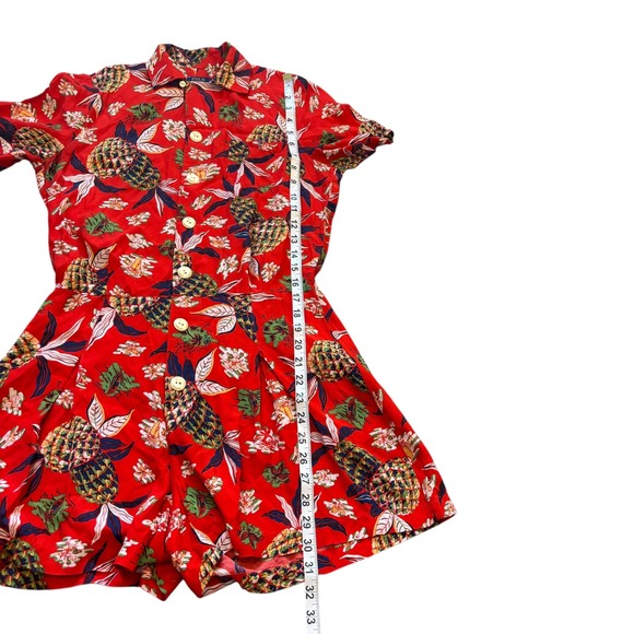 Polo Ralph Lauren Women's Red Pineapple Floral Print Button Down Romper Size 4 - Picture 12 of 12